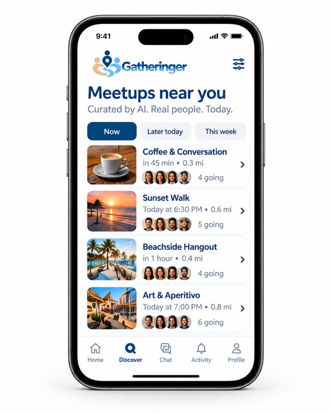 Meetups near you list curated by AI